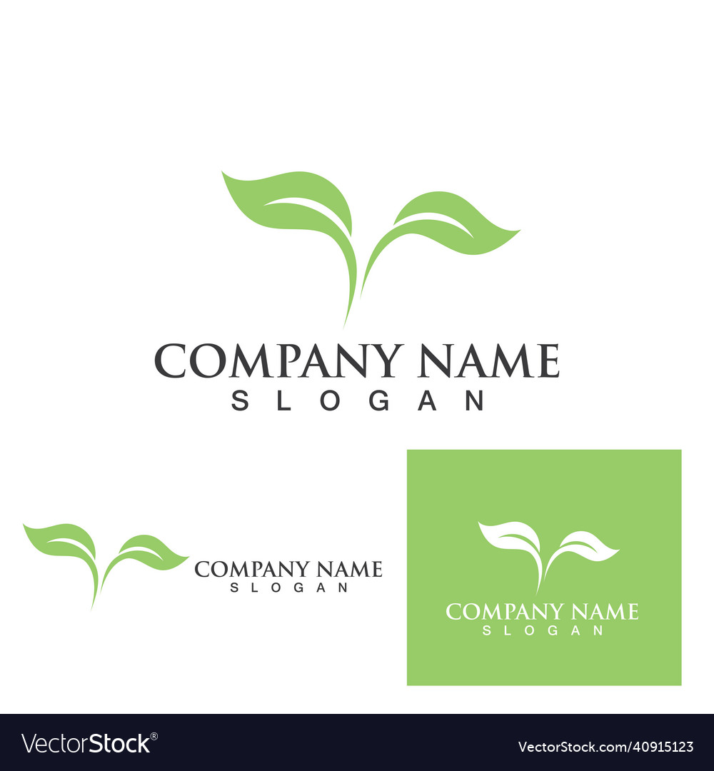 Logos of green tree leaf ecology Royalty Free Vector Image