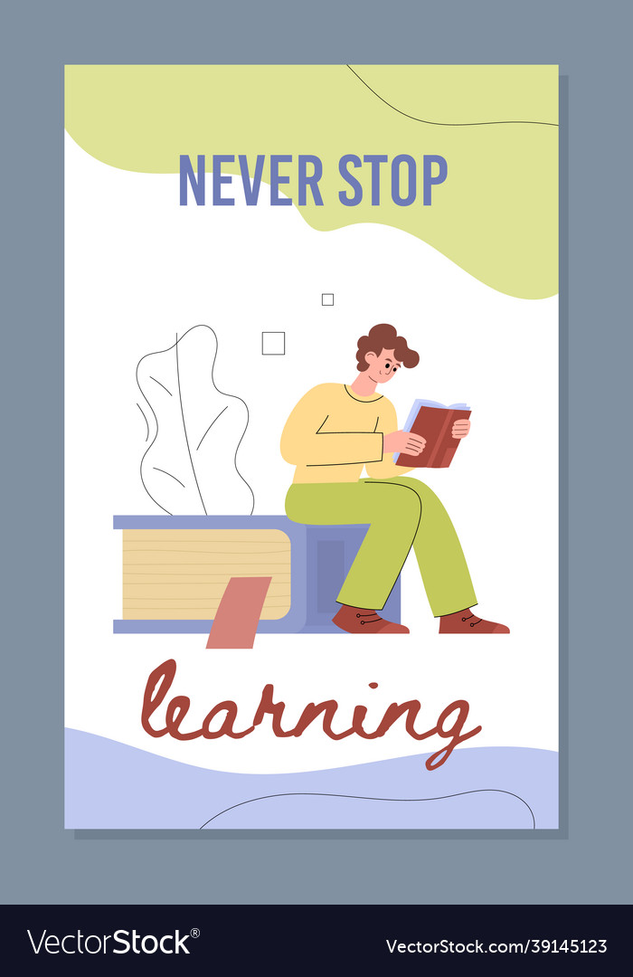 Never stop learning concept of banner or poster