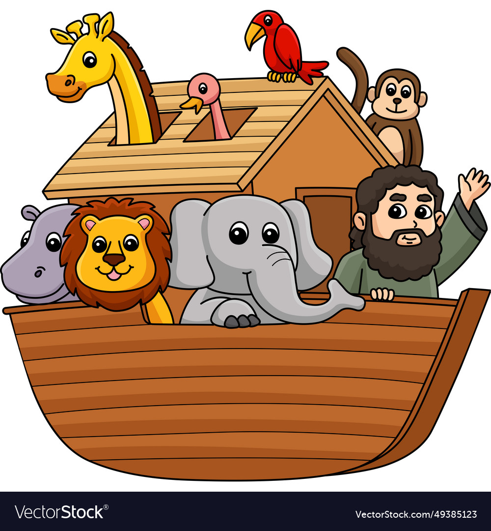 Noahs ark cartoon colored clipart Royalty Free Vector Image