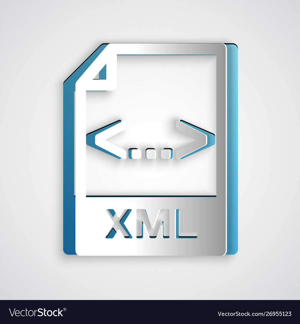 Paper cut xml file document download button vector image Paper cut xml file document download button