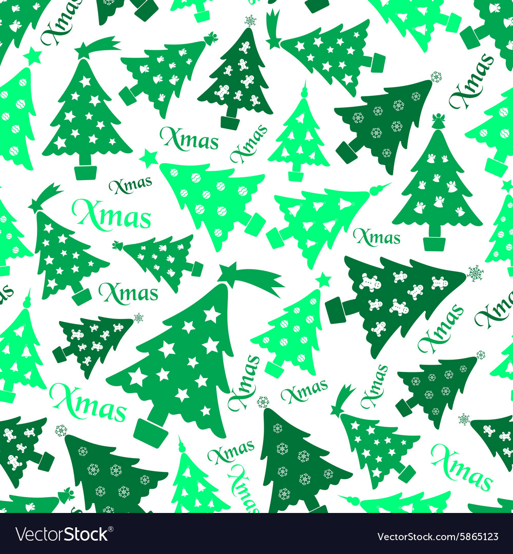 Set of christmas green tree decoration seamless