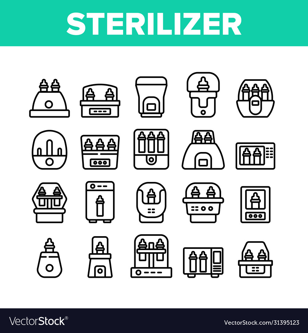 Sterilizer device collection icons set