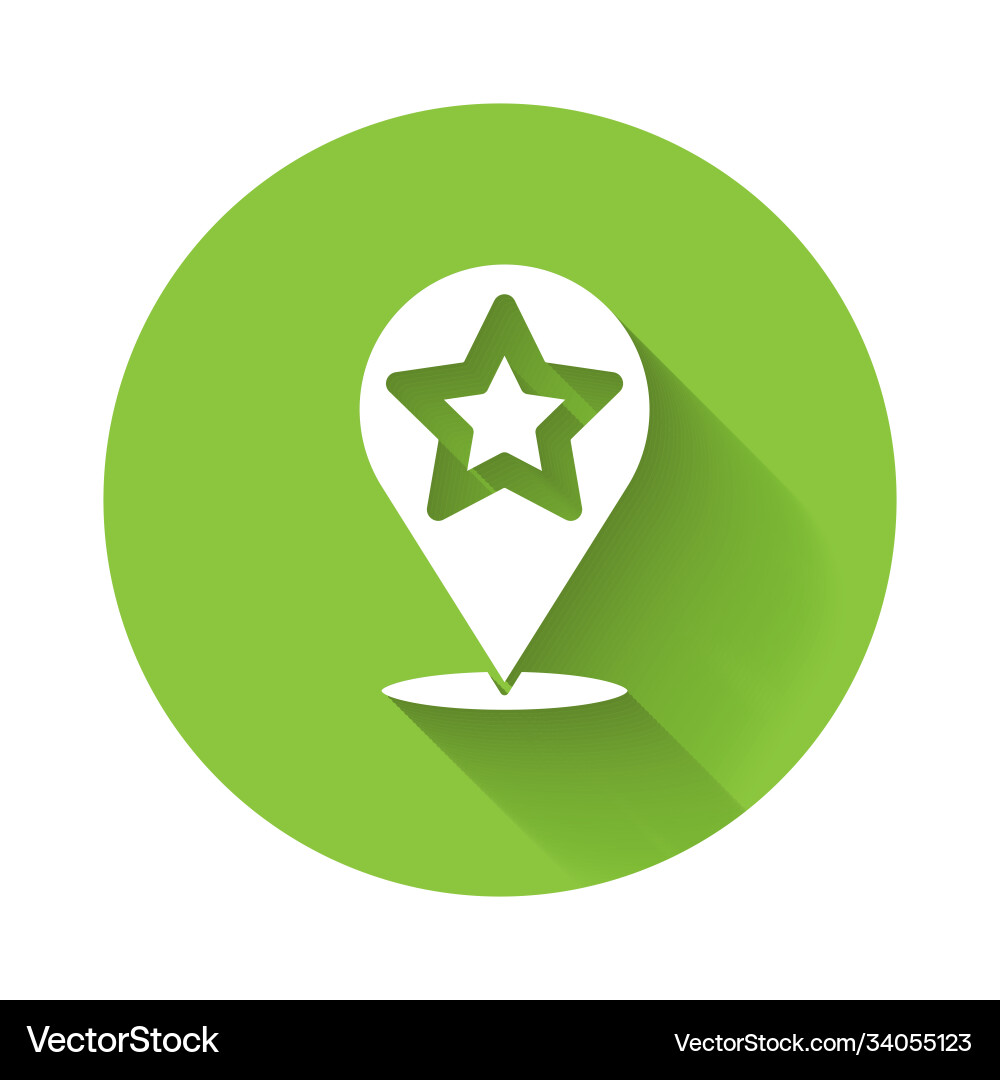 White map pointer with star icon isolated Vector Image