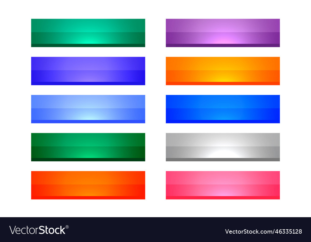 3d style shiny rectangular buttons set of ten