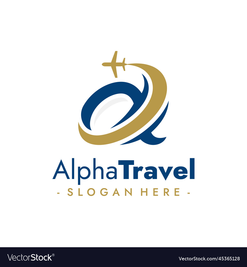Alpha travel logo aviation agency design