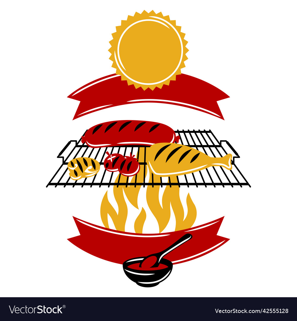 Bbq background with grill objects and icons vector image Bbq background with grill objects and icons