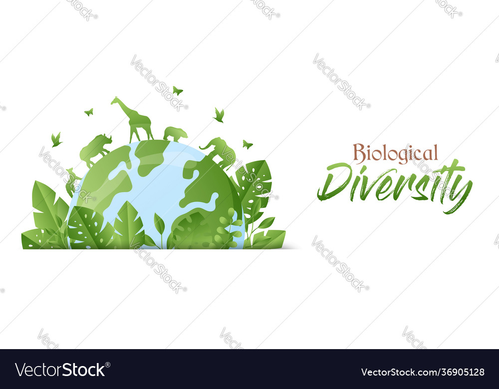 Biological diversity green animal planet banner vector image Biological diversity green animal planet banner