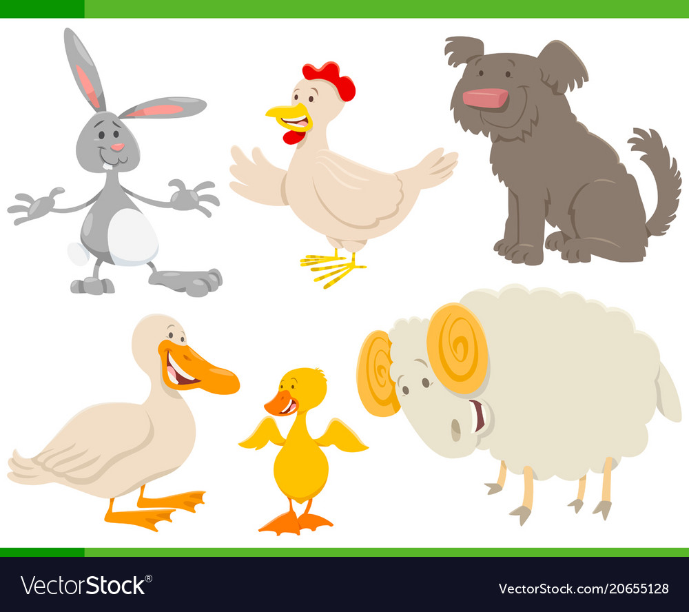 Cartoon Farm Animal Characters Set Royalty Free Vector Image