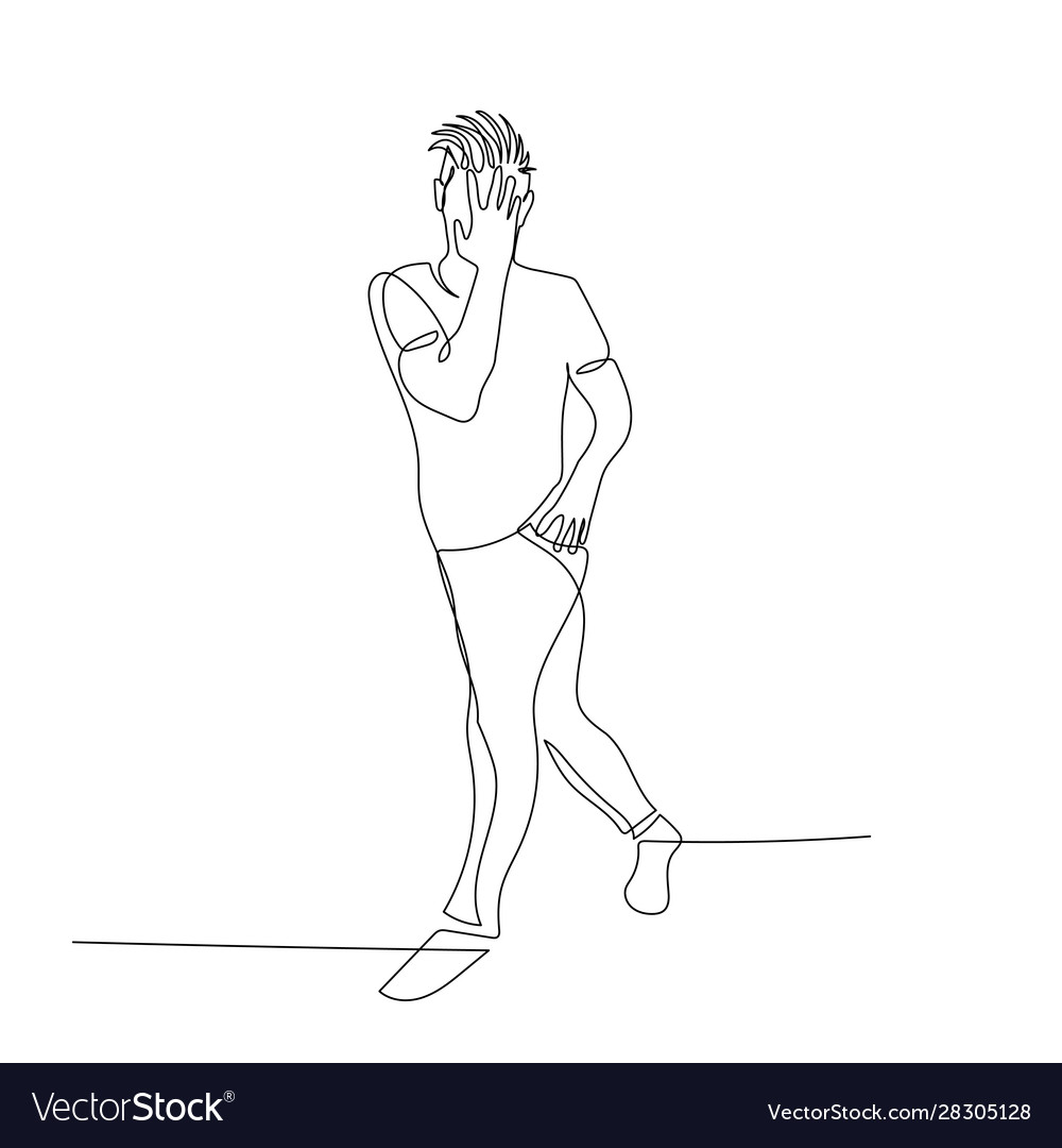 Continuous one line dancing man with fashion vector image Continuous one line dancing man with fashion