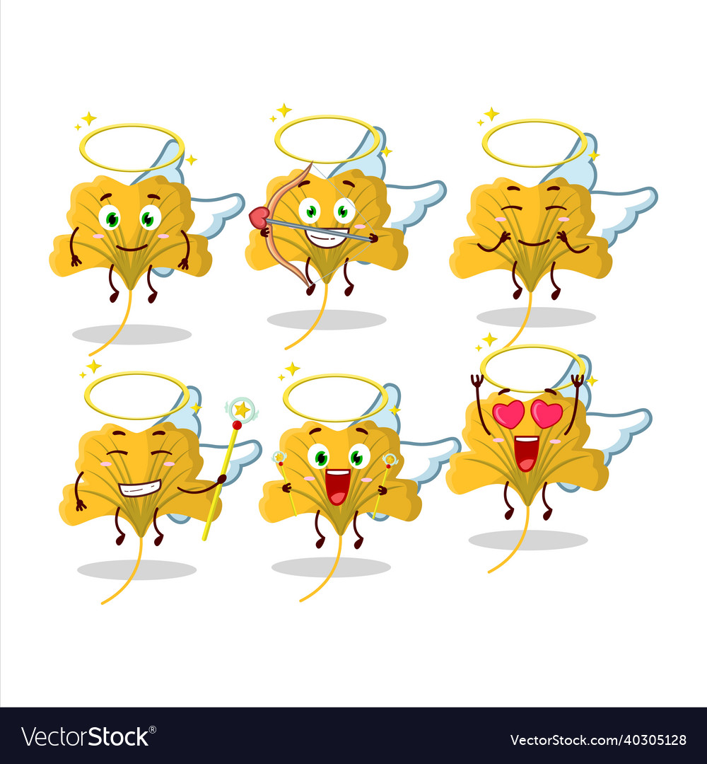Ginko yellow leaf cartoon designs as a cute angel