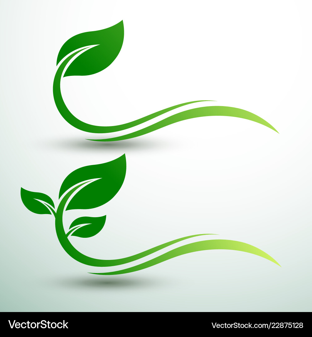 Green leaf labels Royalty Free Vector Image - VectorStock