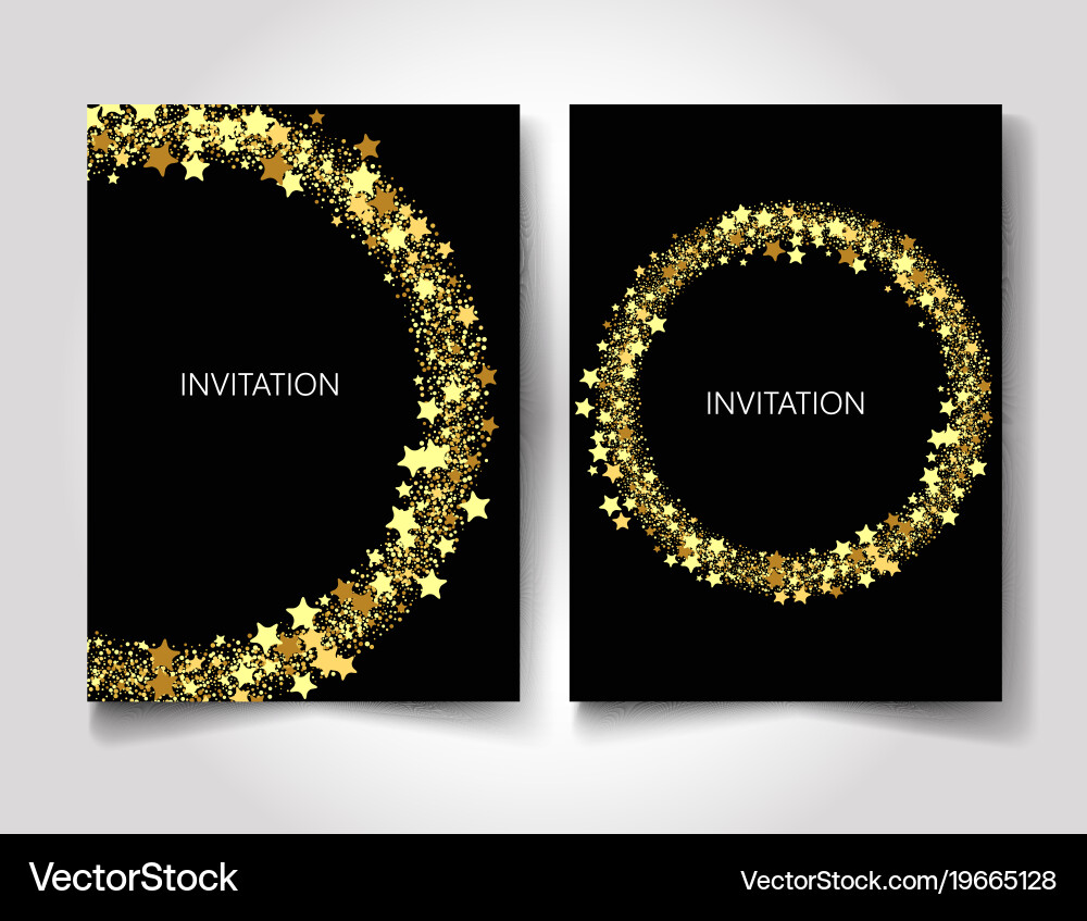 Invitation template gold glitter with stars Vector Image
