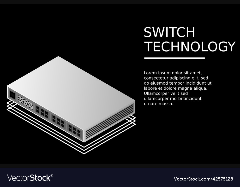 Isometric switch with up link port vector image Isometric switch with up link port