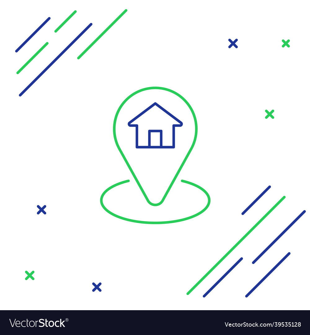 Line map pointer with house icon isolated on white vector image Line map pointer with house icon isolated on white