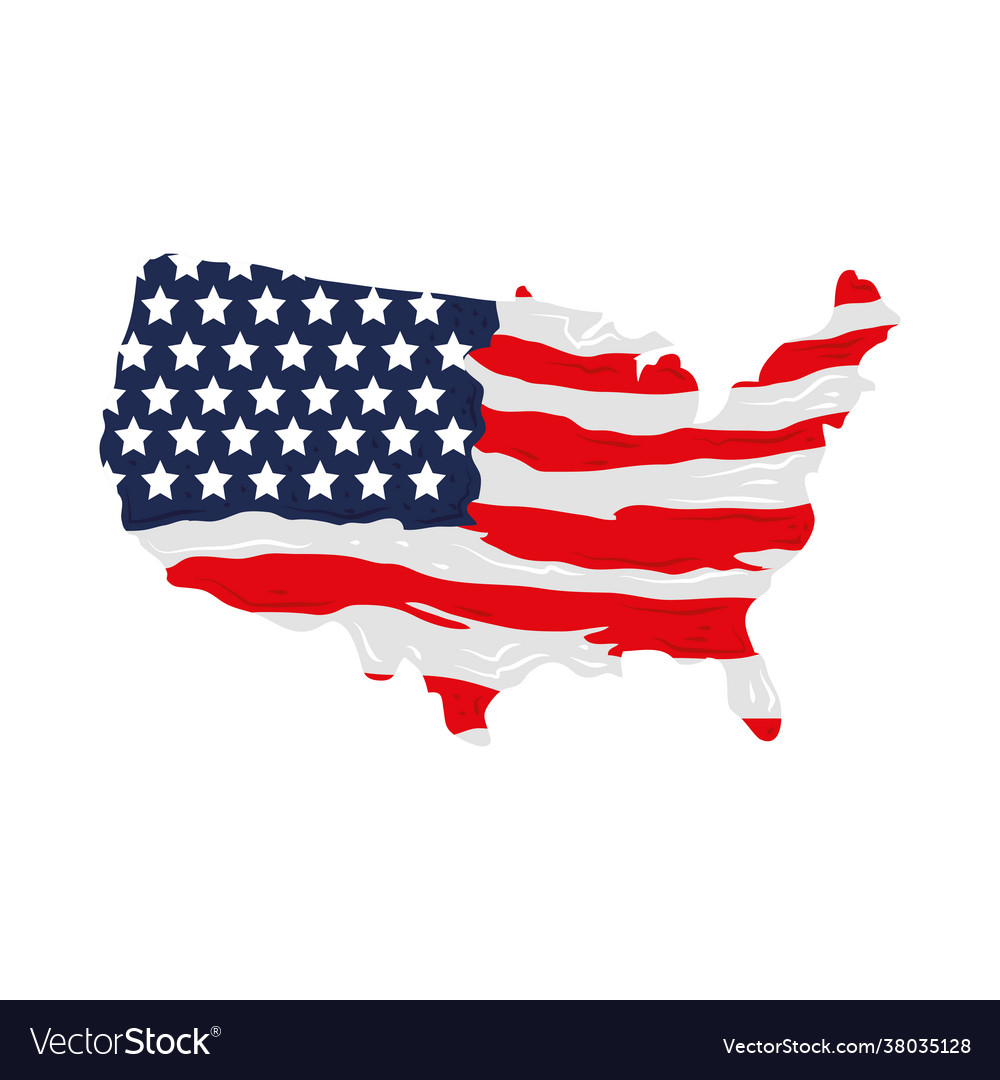 Map with american flag Royalty Free Vector Image