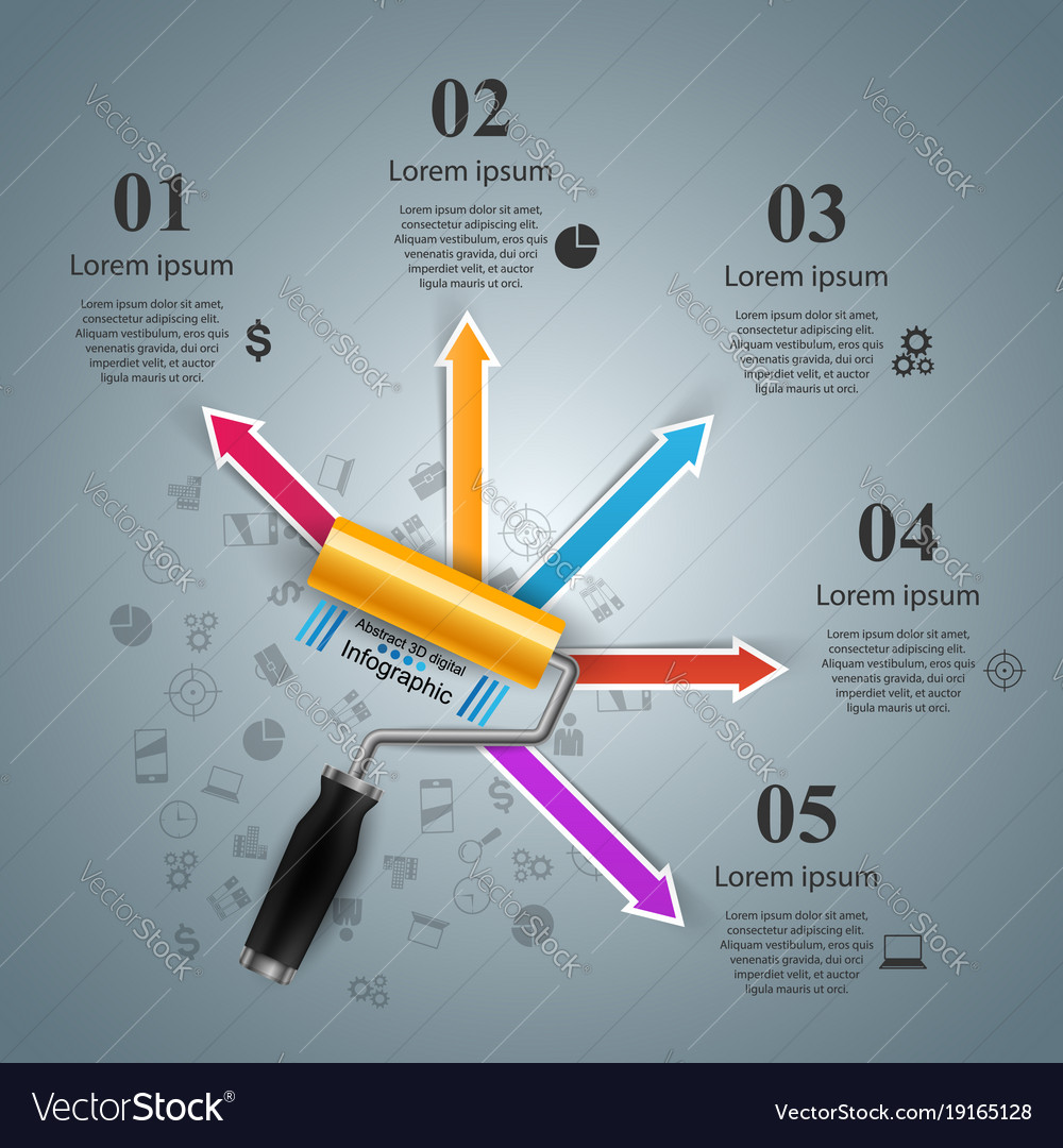 Roller paint brush icon business infographics