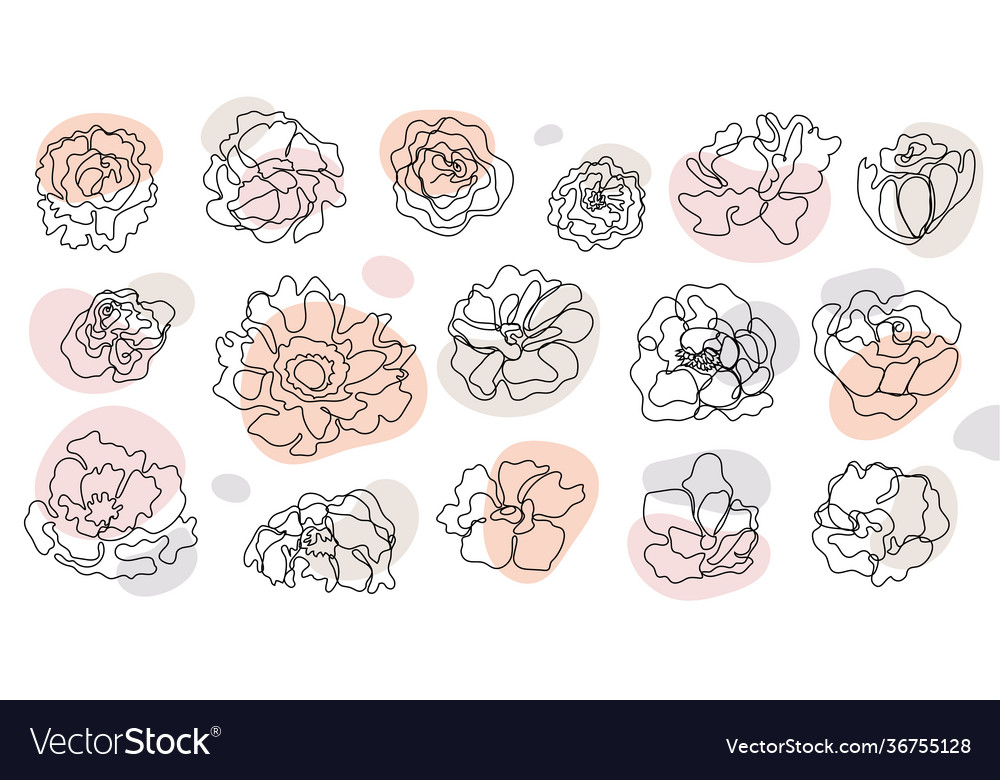 Set Hand Drawn Single Continuous Line Royalty Free Vector Set Hand Drawn Single Continuous Line Royalty Free Vector