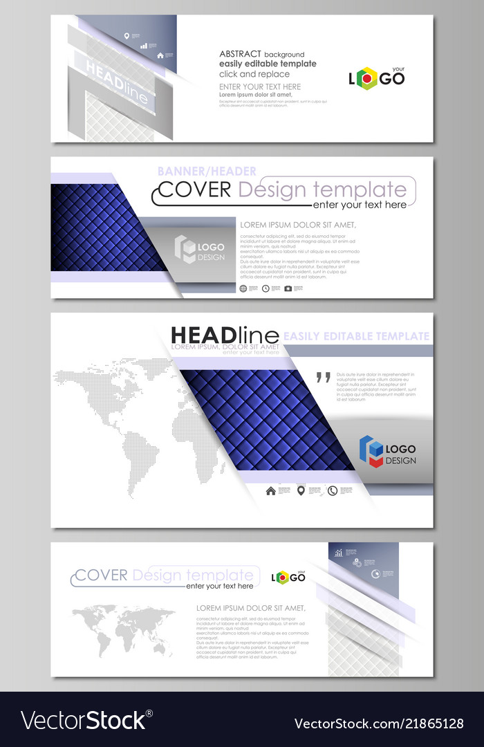 Social Media And Email Headers Set Modern Banners Vector Image