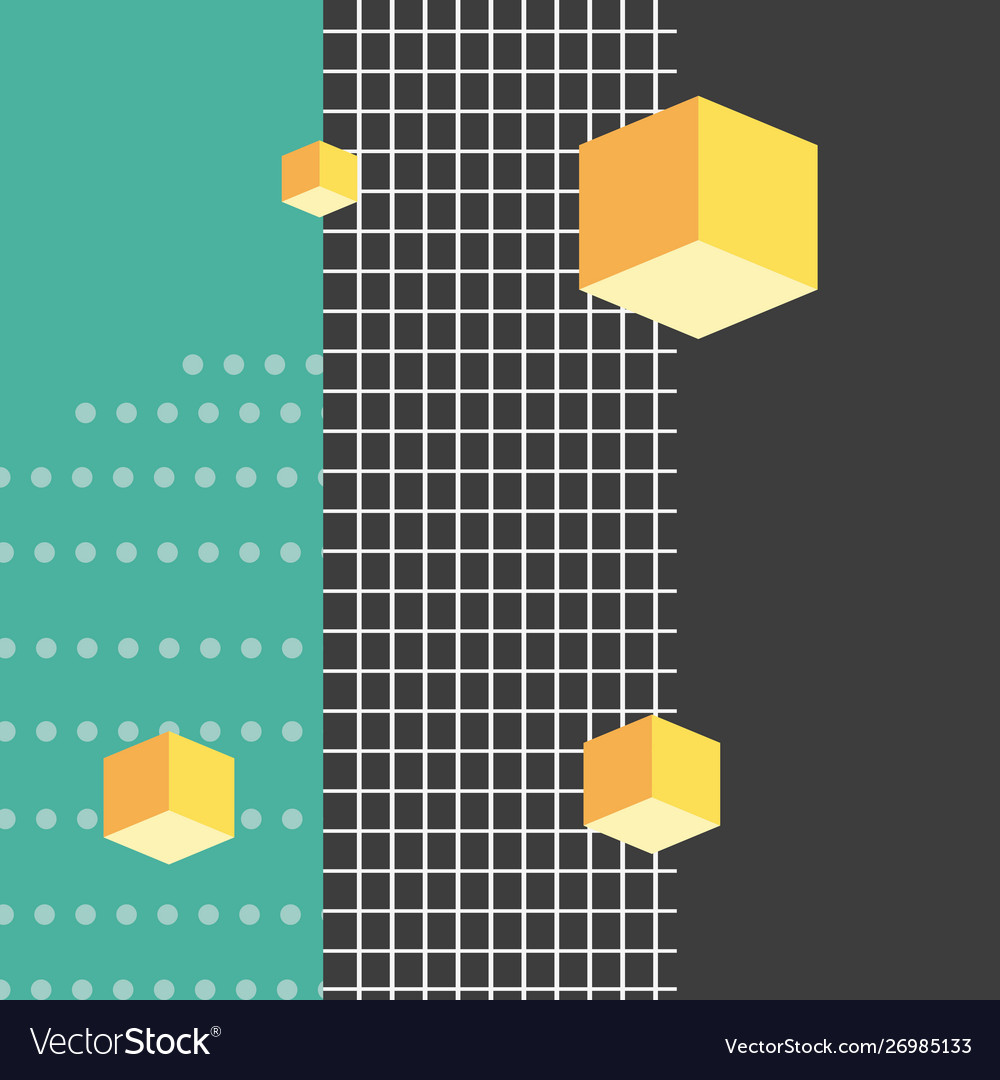 3d cubes dots and grid style memphis background