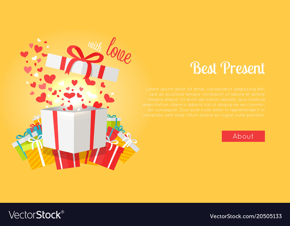 Best presents with love on yellow background