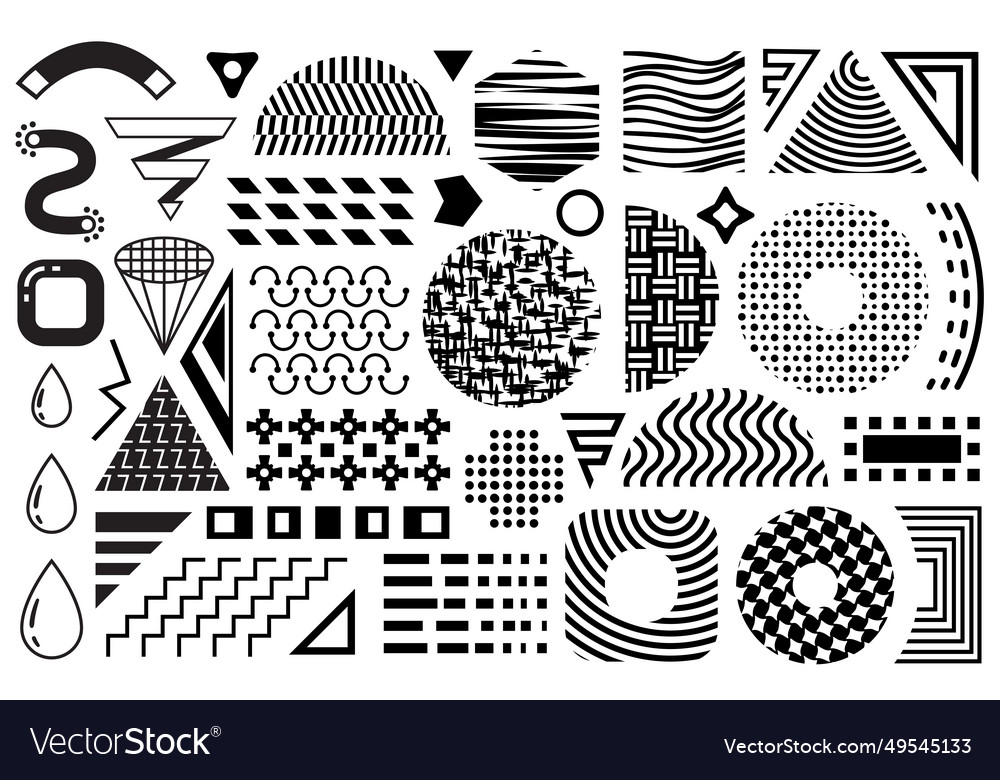 Black and white memphis set Royalty Free Vector Image