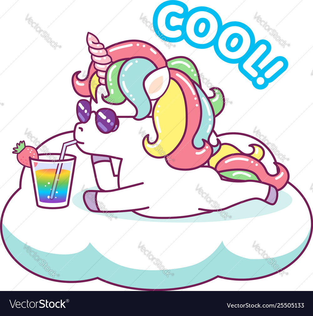 Cool unicorn drinking a cocktail Royalty Free Vector Image