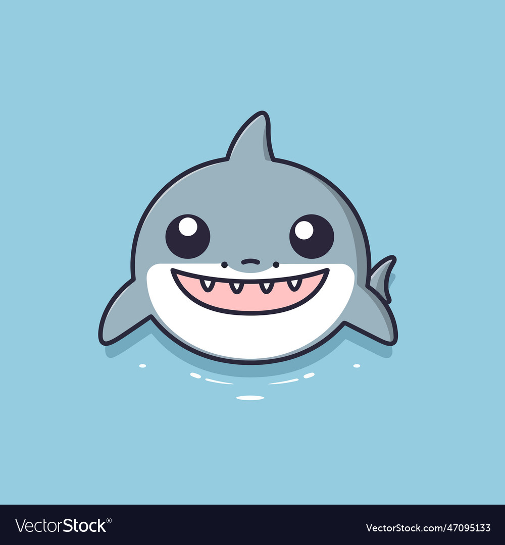 Cute kawaii shark chibi mascot cartoon style Vector Image