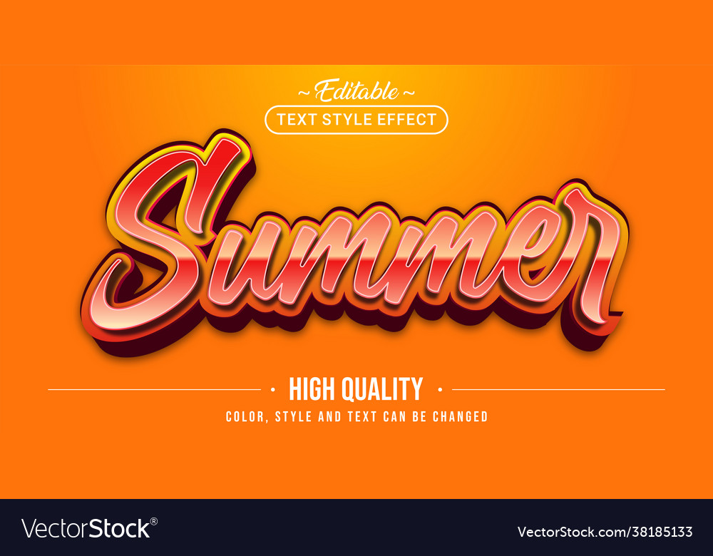 Editable text style effect - summer text style Vector Image