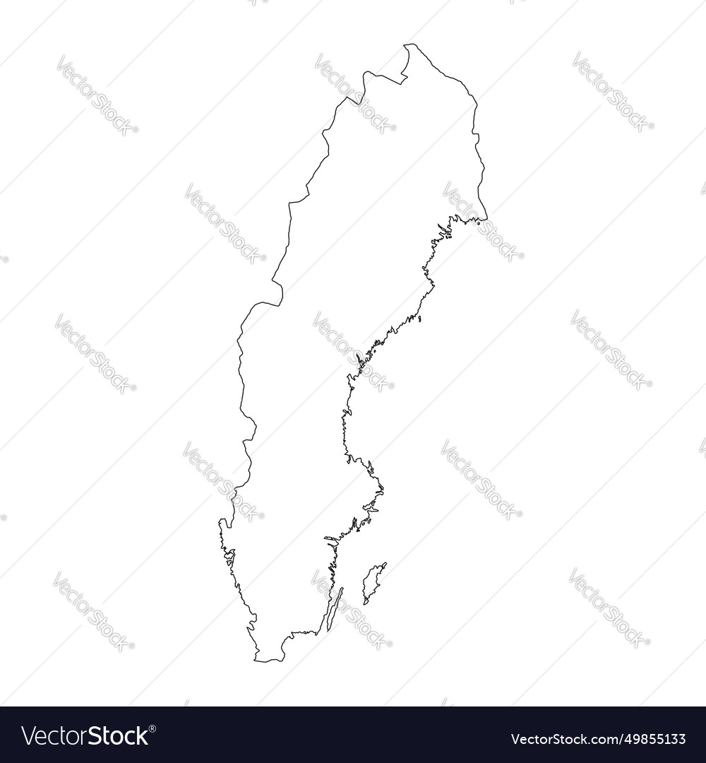 Highly detailed sweden map with borders isolated