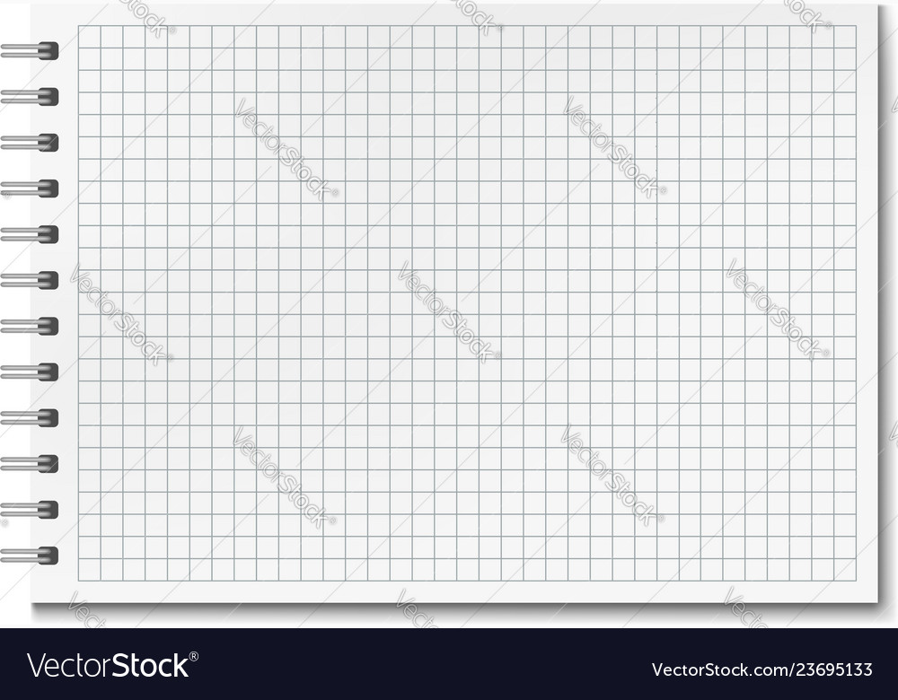 horizontal realistic graph ruled notebook vector image graph paper notebook