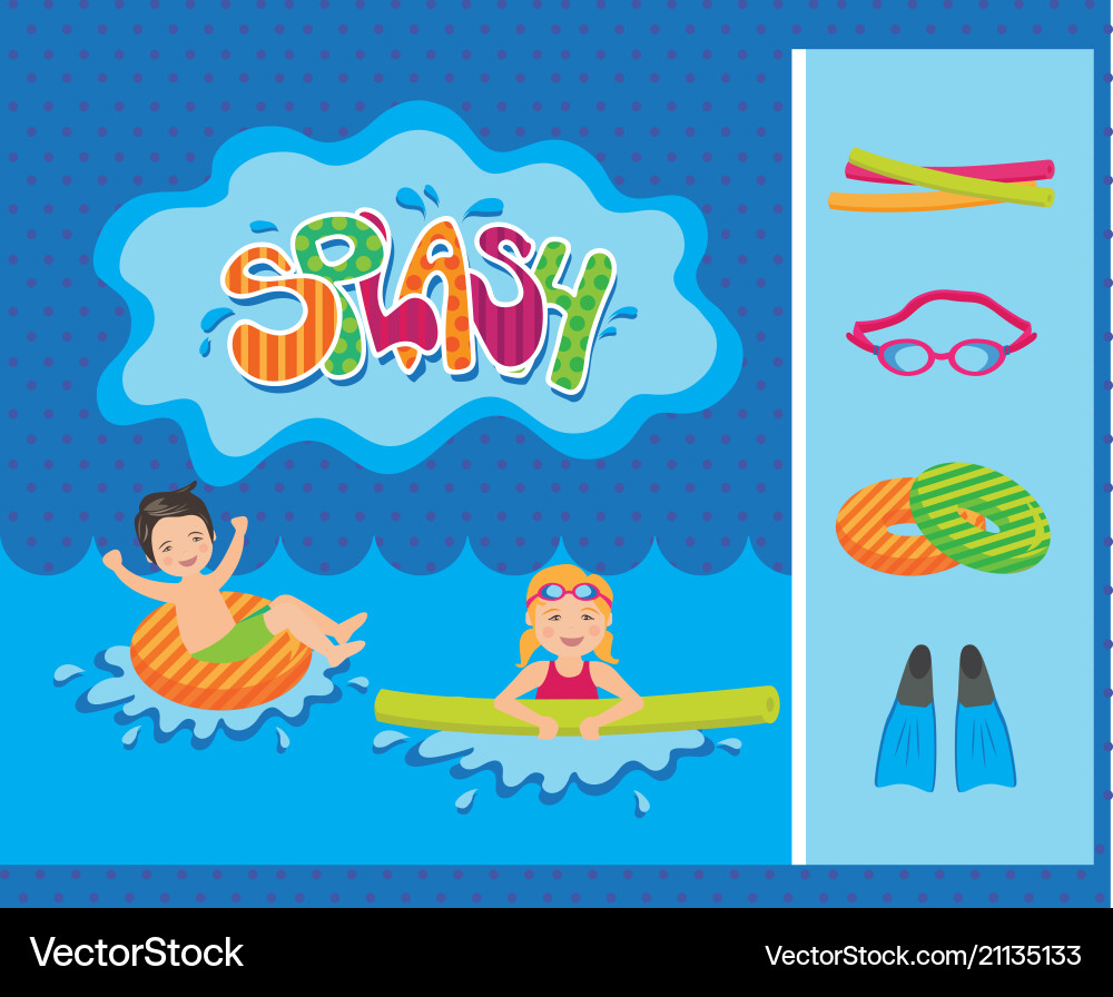 Pool party splash pack Royalty Free Vector Image