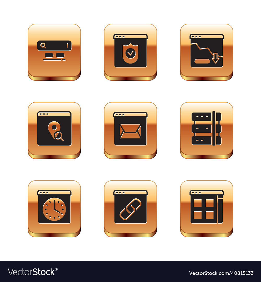 Set search engine browser window website vector image Set search engine browser window website