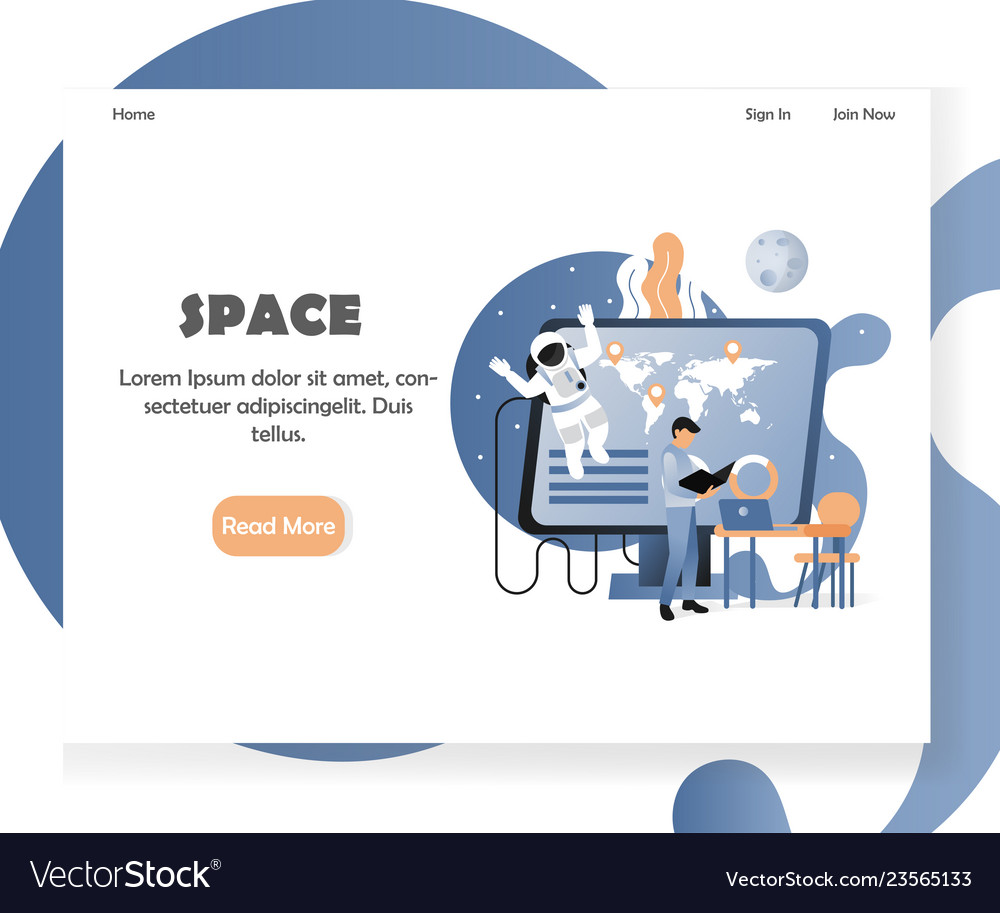 Space website landing page design template Vector Image