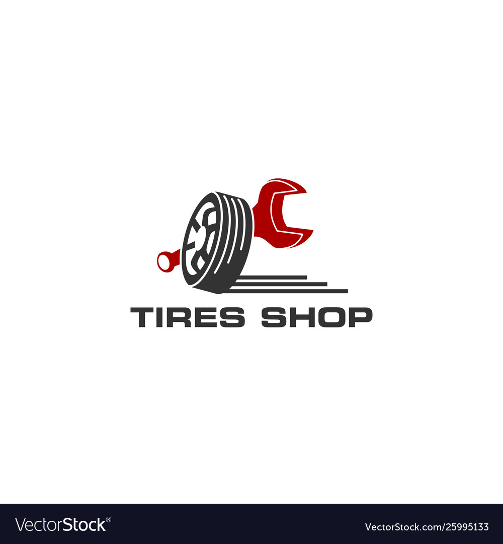 Tires shop logo design template silhouette tire Vector Image