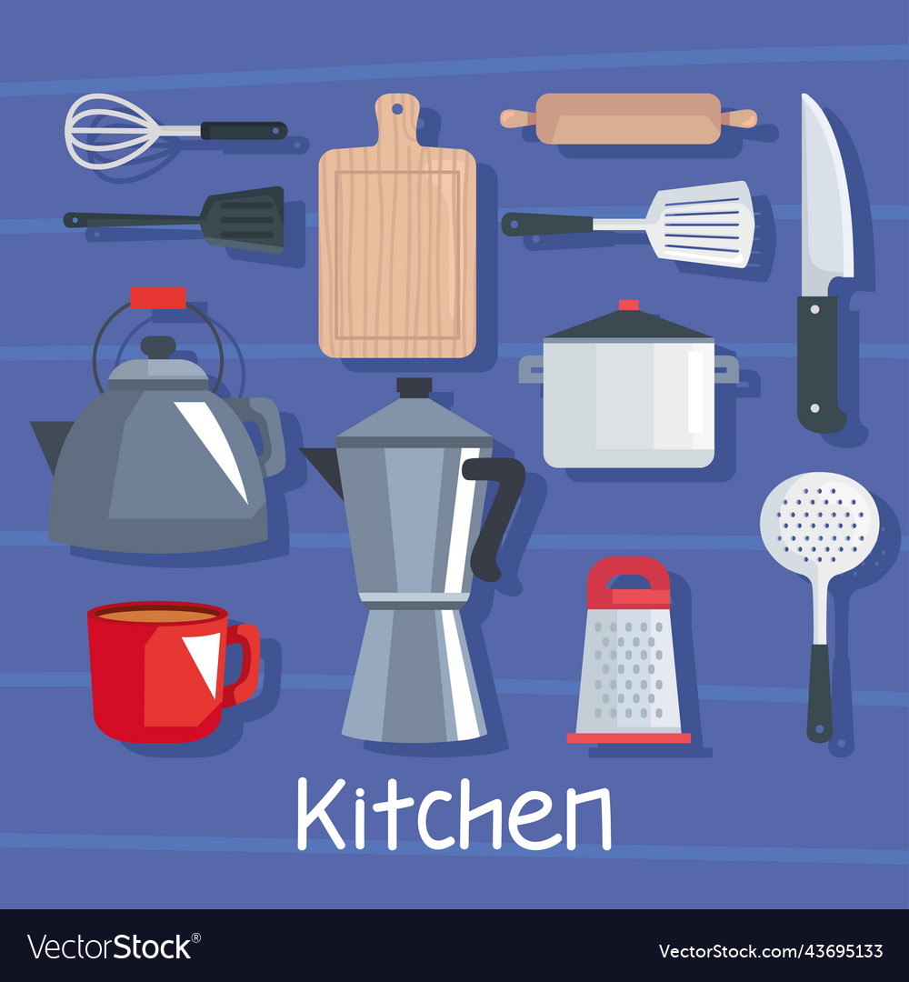 Twelve kitchen utensils icons Royalty Free Vector Image