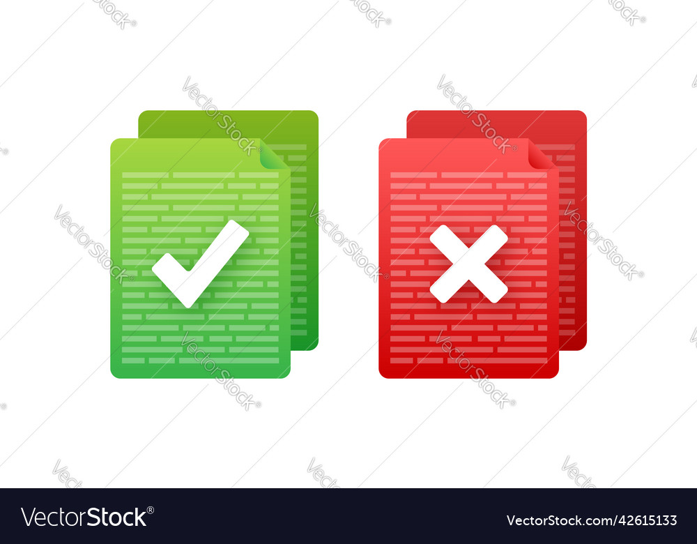 Yes no check mark sign on clipboard lined paper