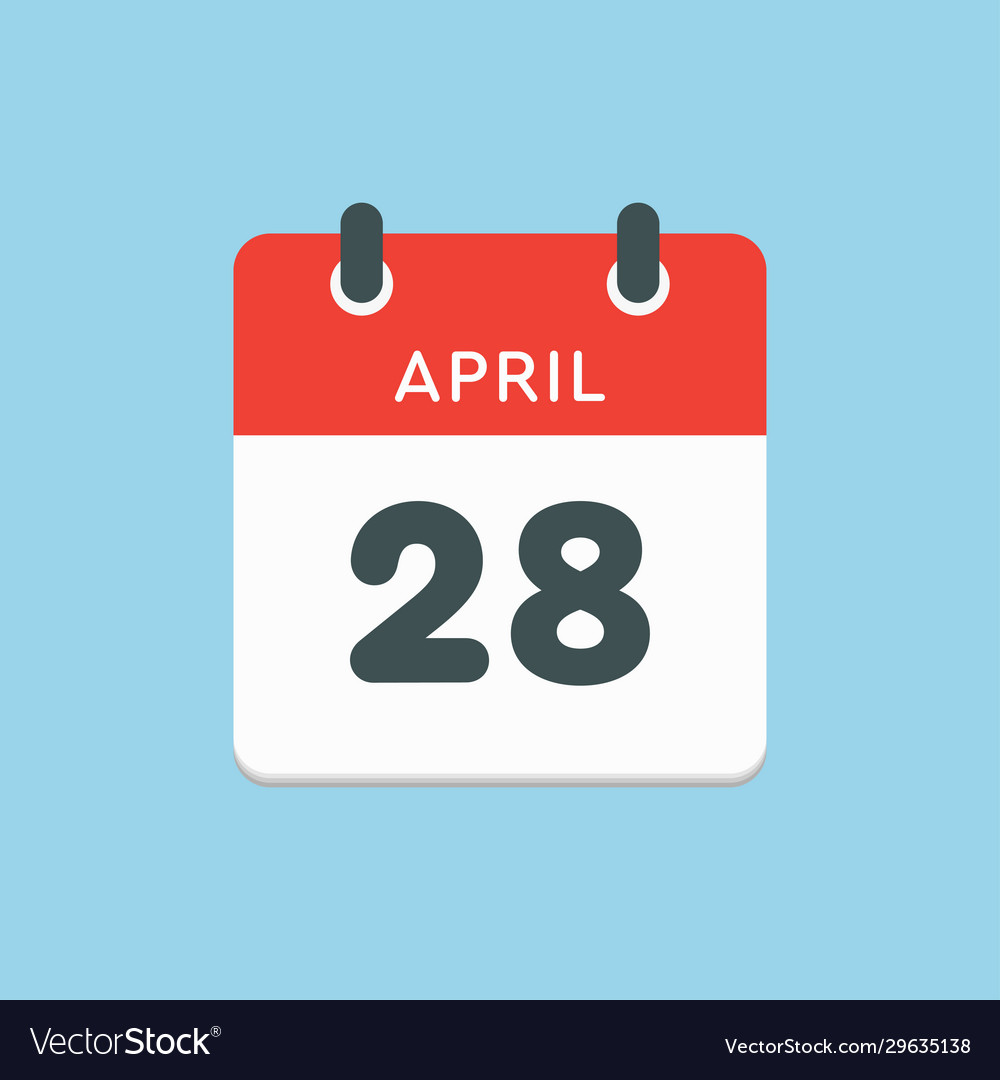 Calendar day 28 april days year vector image Calendar day 28 april days year