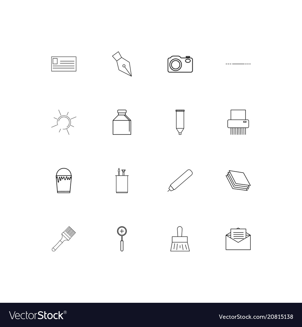 Creative process and design linear thin icons set