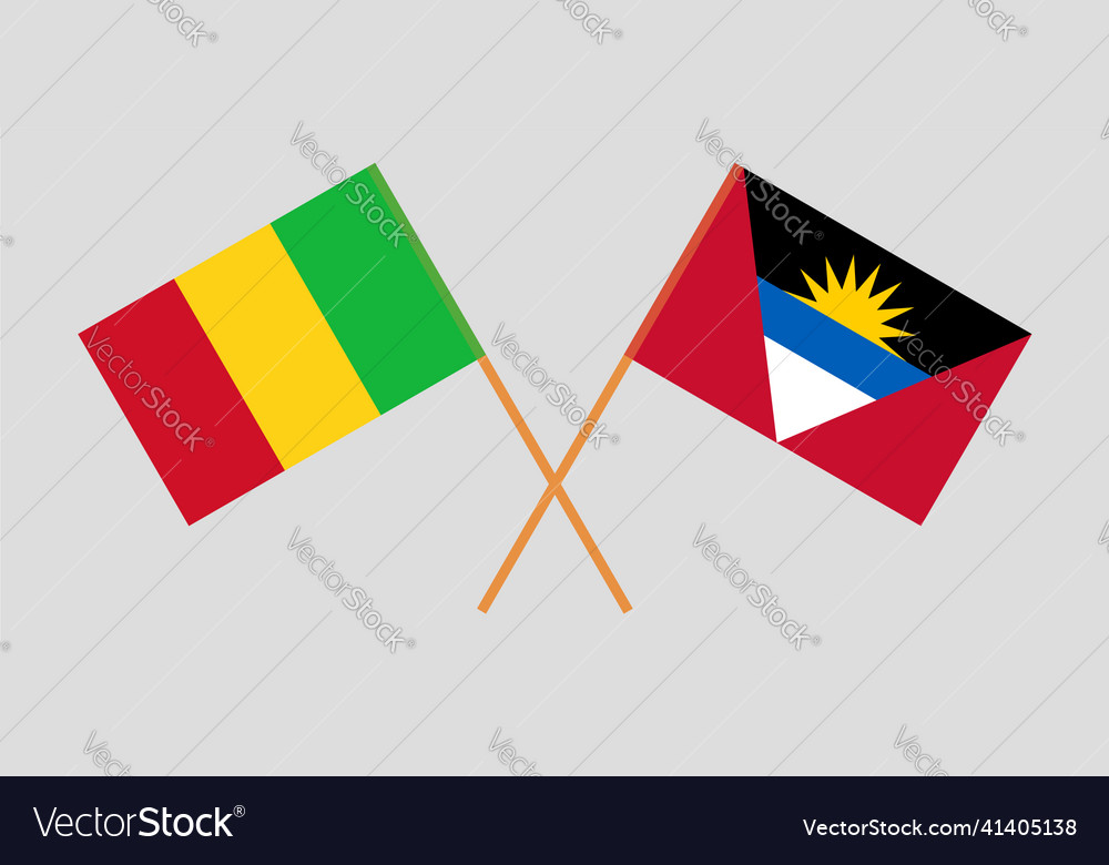 Crossed flags of mali and antigua barbuda