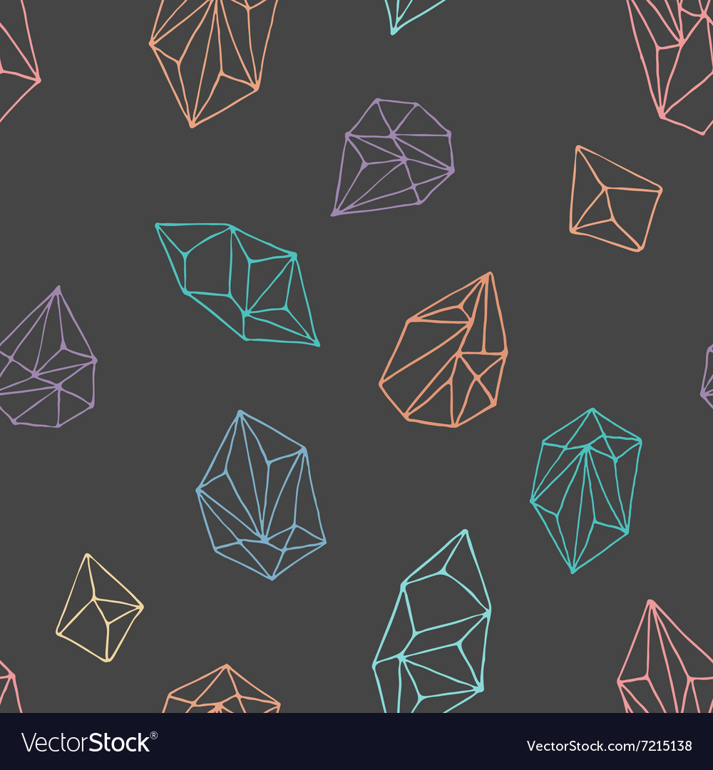 Crystals - seamless hand drawn pattern Royalty Free Vector