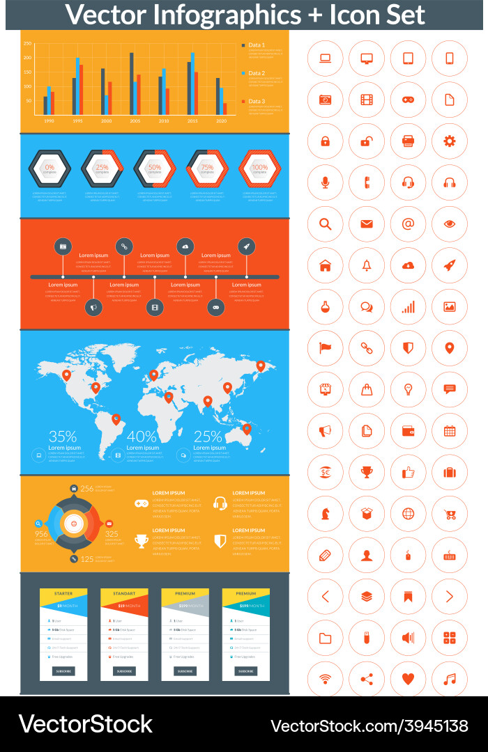 Flat style infographics and design elements Vector Image