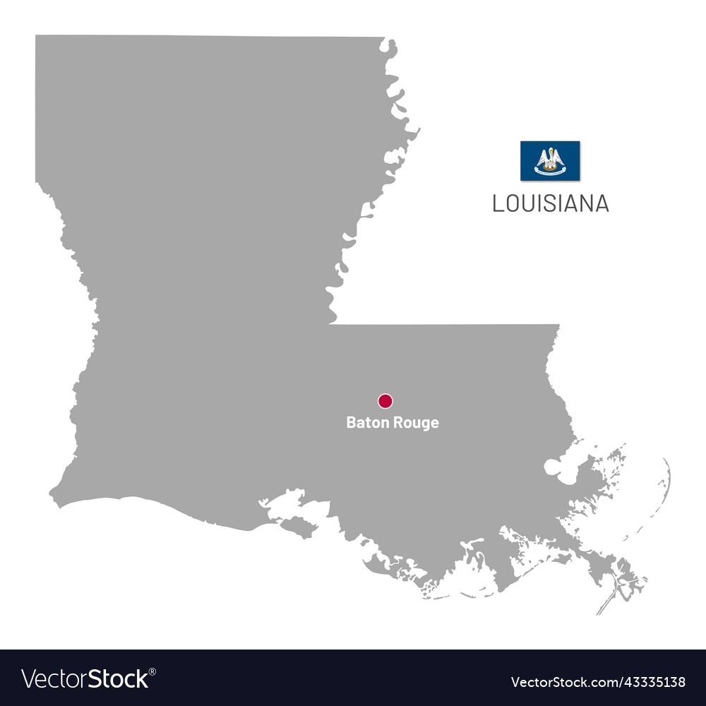 Gray map of louisiana federal state usa