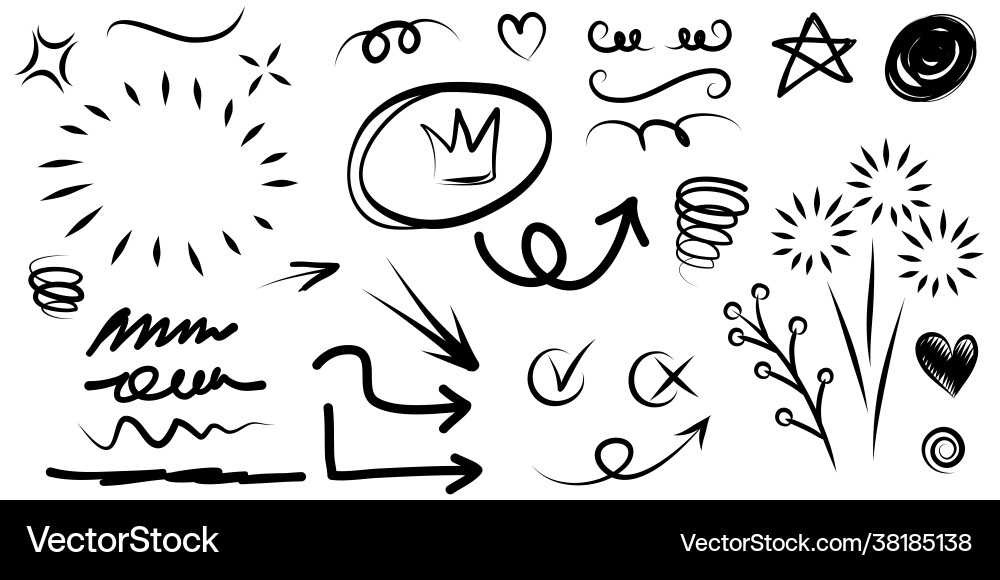 Hand drawn set curly swishes swashes swoops Vector Image