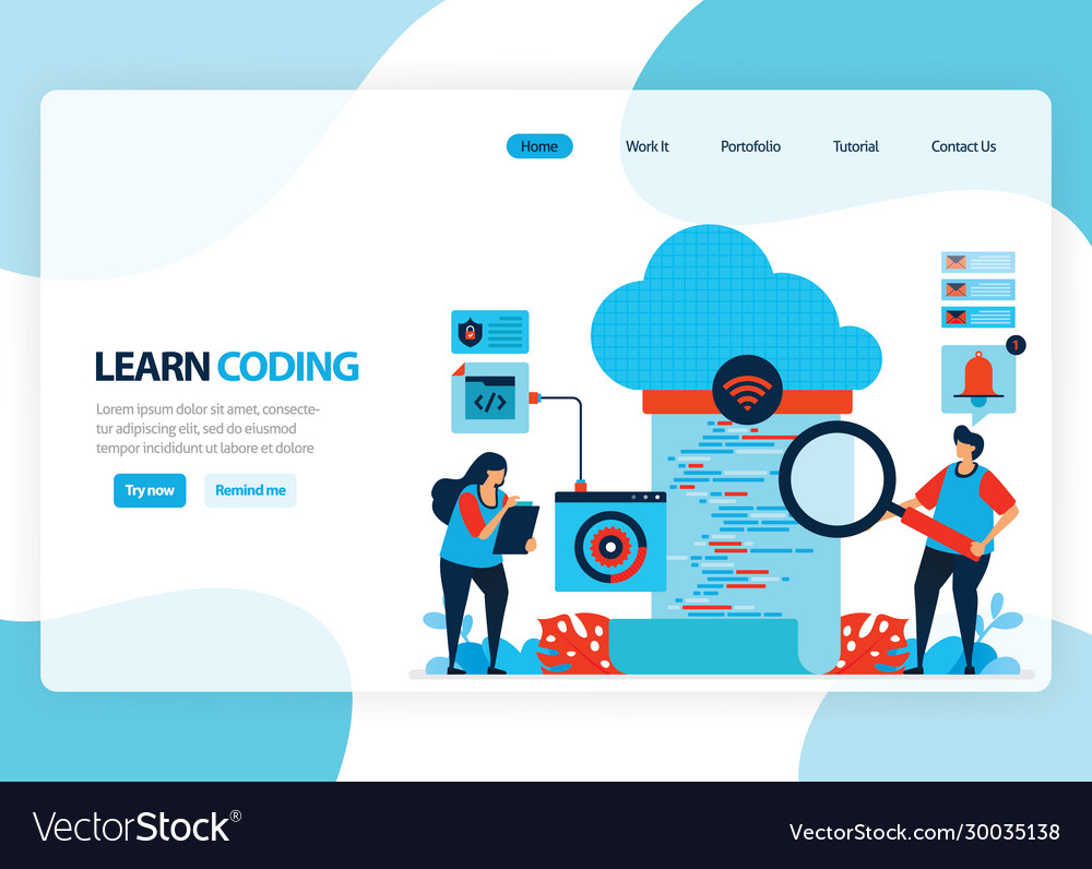 Homepage for learning programming and coding vector image Homepage for learning programming and coding