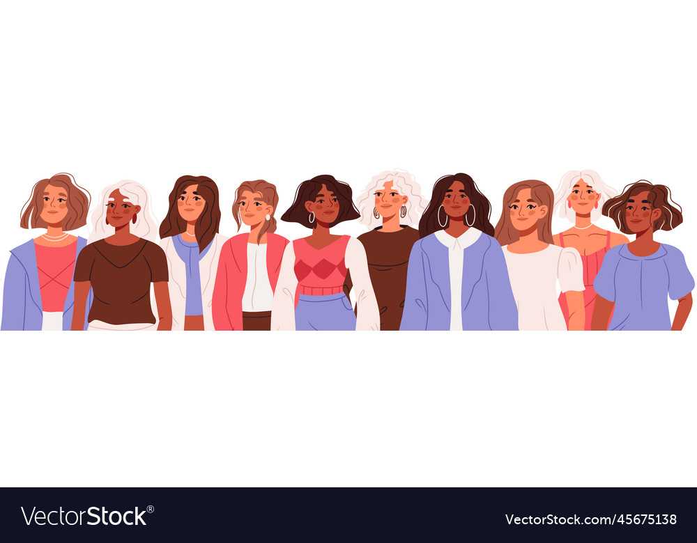 International womens day group of multinational Vector Image