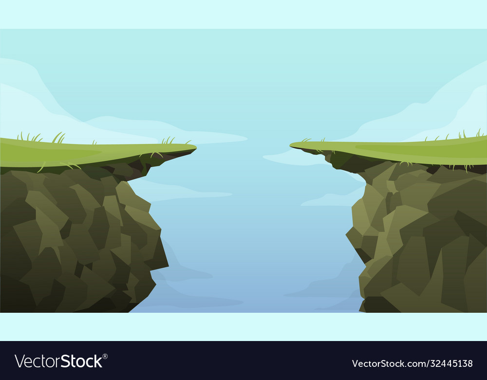 Ledge chasm empty template cliff in middle Vector Image