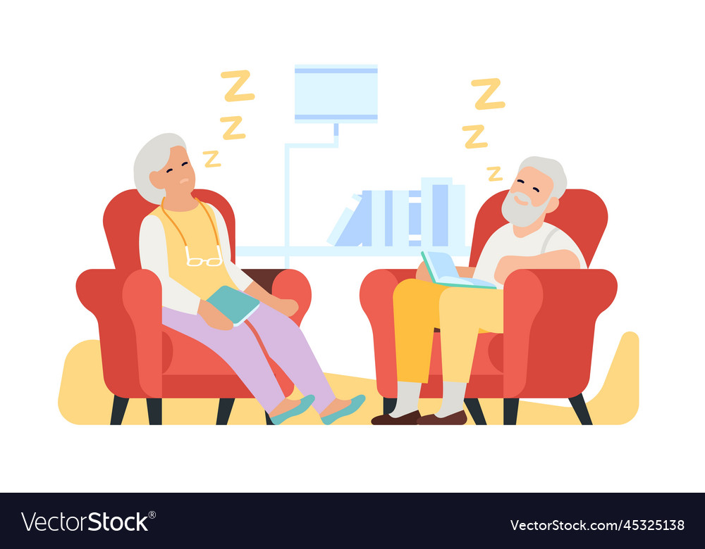 Old people sleeping in armchair grandparents