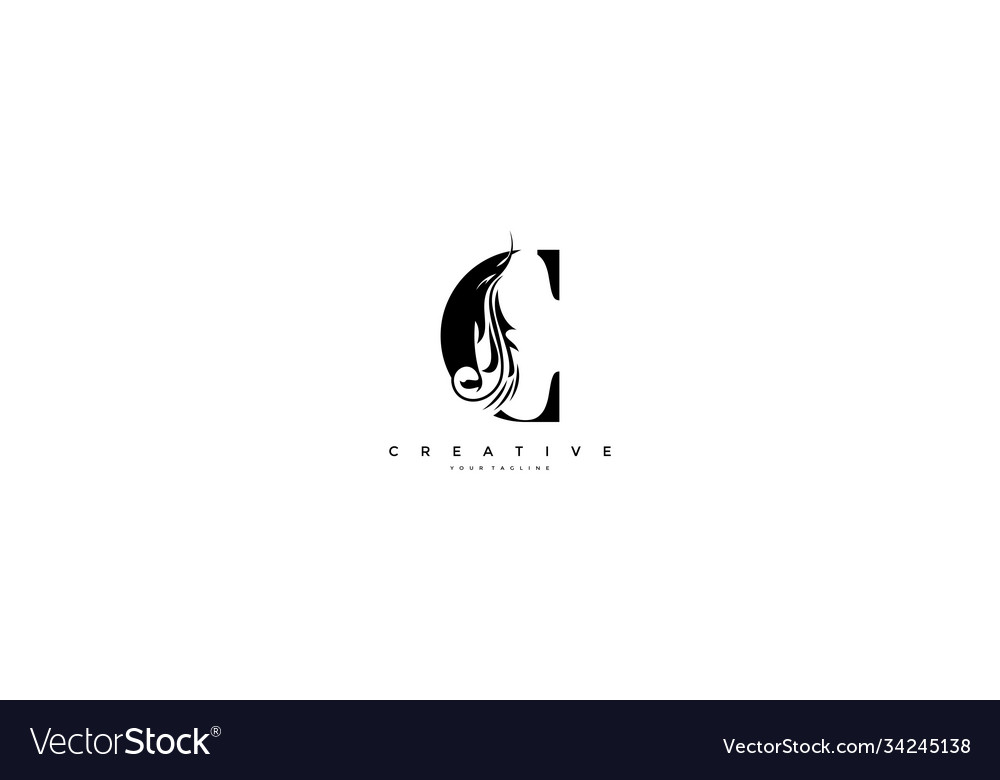 Text initial c letter monogram flourish shape