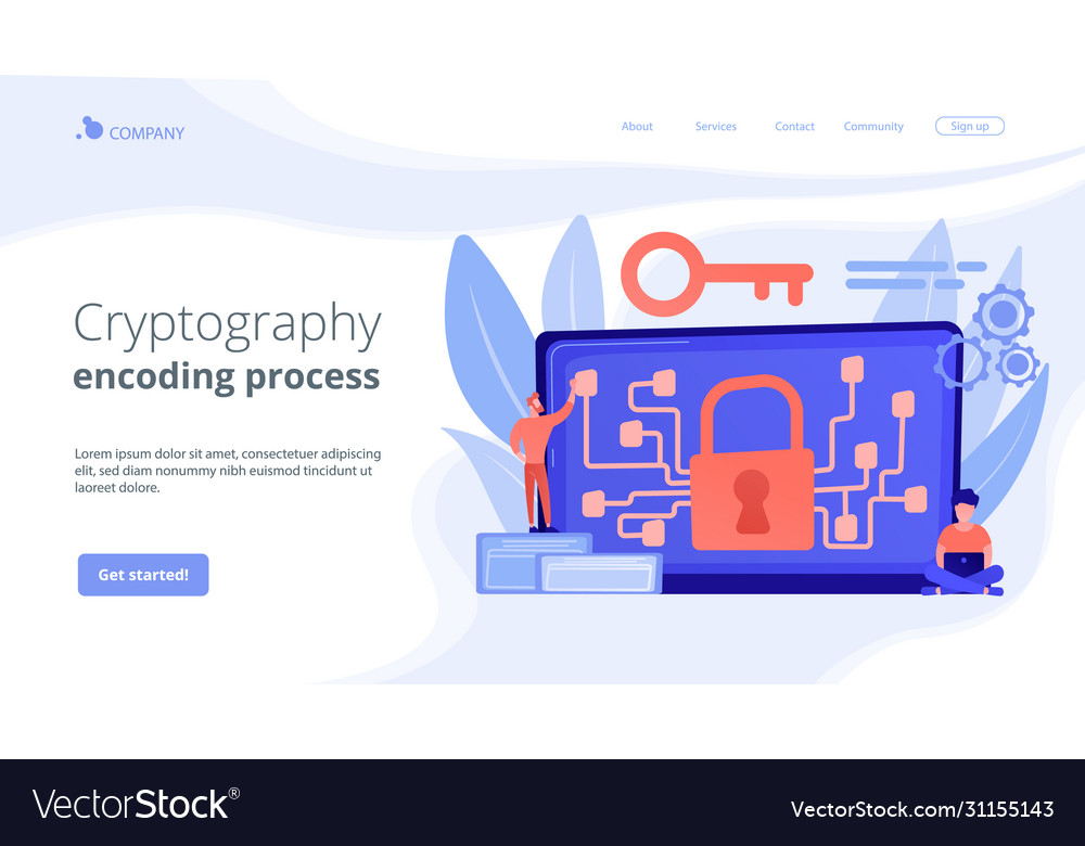 Cryptography and encryption concept landing page vector image Cryptography and encryption concept landing page