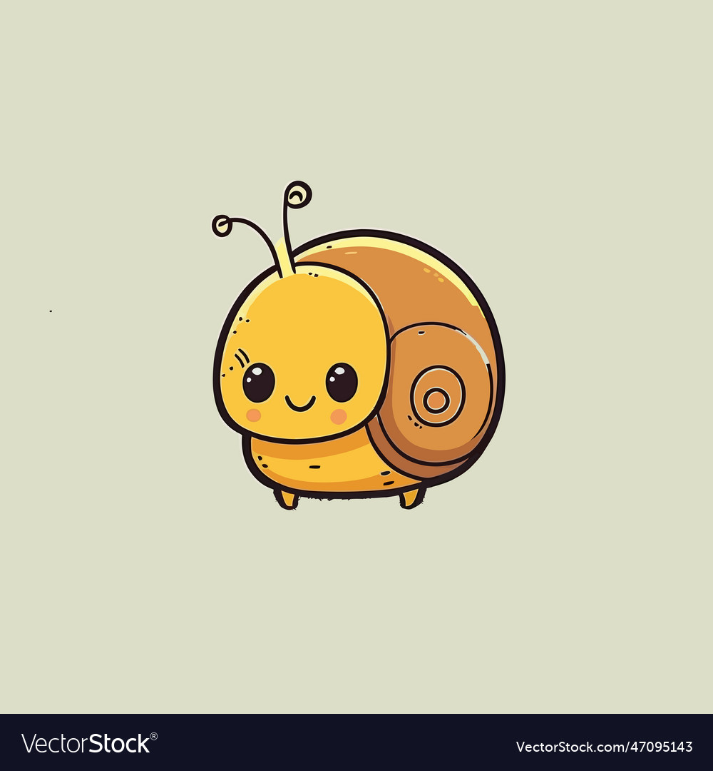 Cute kawaii snail chibi mascot cartoon style